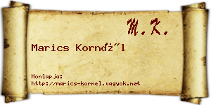 Marics Kornél névjegykártya