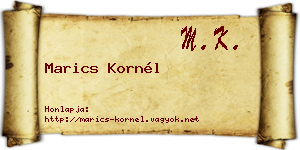 Marics Kornél névjegykártya